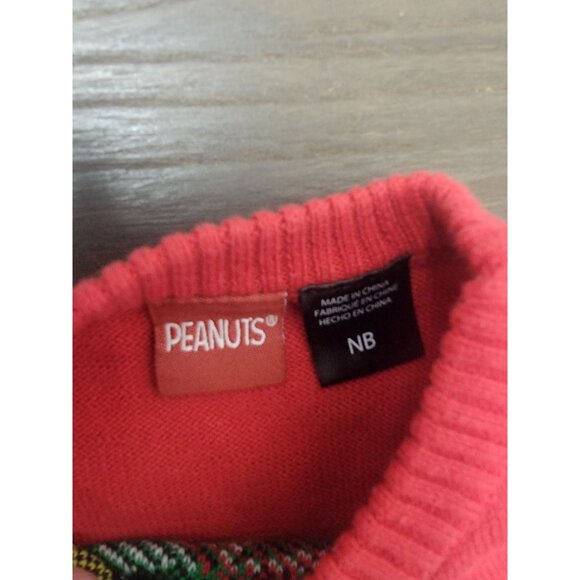 Peanuts Infant Christmas Sweater NB Months Featuring Snoopy & Woodstock Holiday - Picture 3 of 4